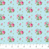 Roses on a pale blue polka dot cotton fabric - Tea for Two by Northcott