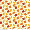 autumn leaves in browns and yellows on cream cotton - Fall's in Town by Riley Blake