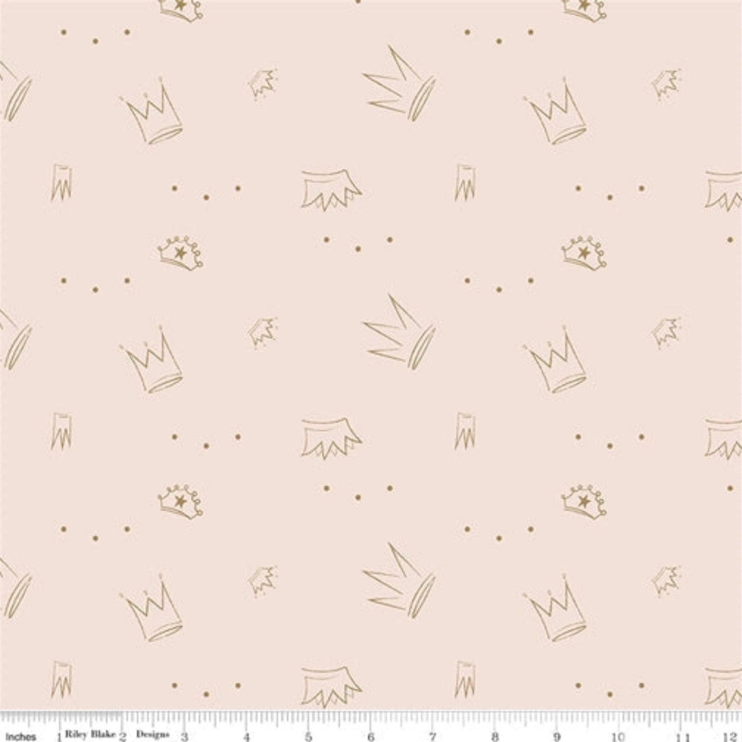 Fabric Ballerina crowns on peach cotton fabric Spin & Twirl by Riley Blake