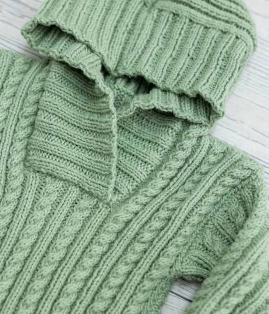 Children's Cotton Cable Hoodie knitting pattern in DK - Emu 3014