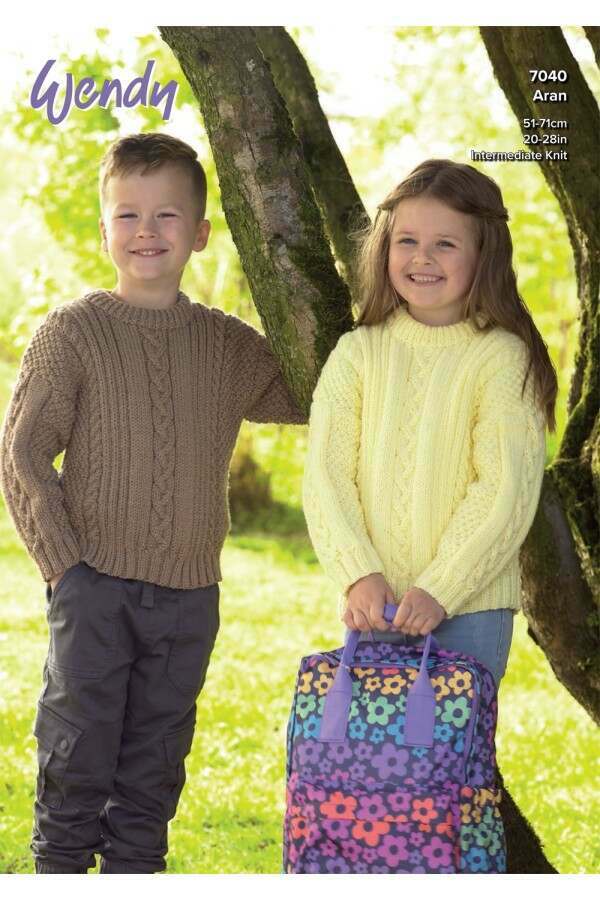 Children's Sweater knitting pattern aran - Wendy 7040