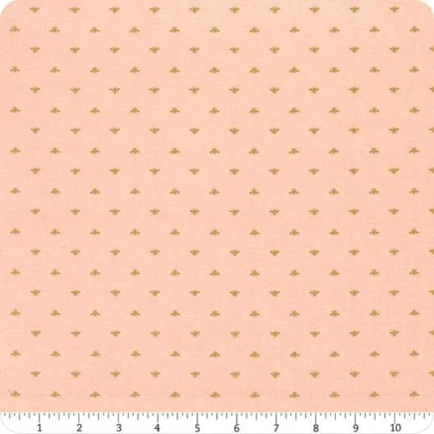 Fabric Gold Bees on peach cotton fabric - Summer Picnic - Riley Blake