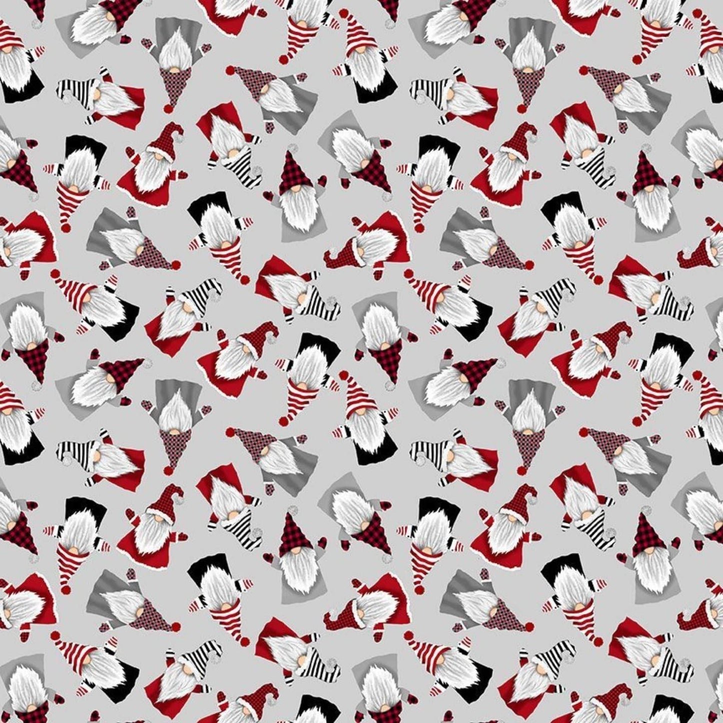 cotton fabric Gonks on plaid tartan - Gnome for the Holidays - Timeless Treasures - CD2116