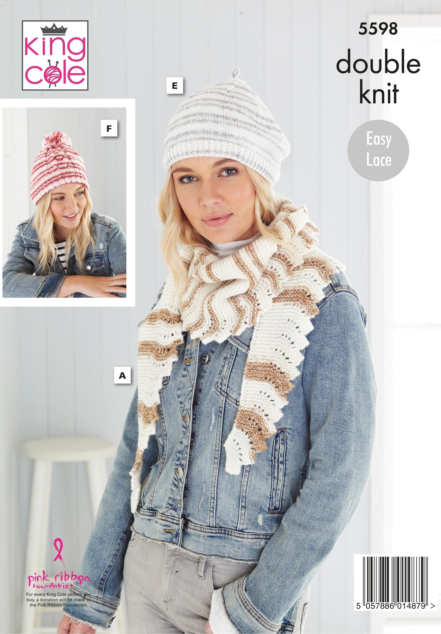 Hat and scarf knitting pattern - King Cole 5598