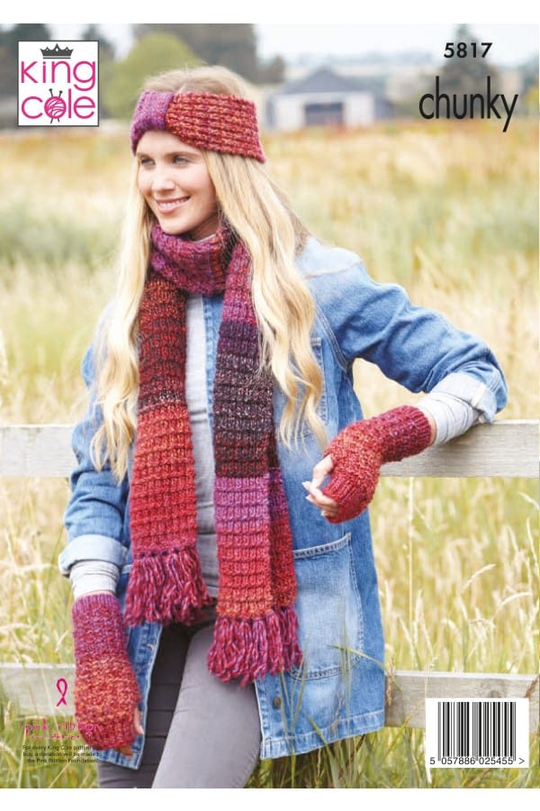 King Cole 5817 - Hat and scarf accessories knitting pattern