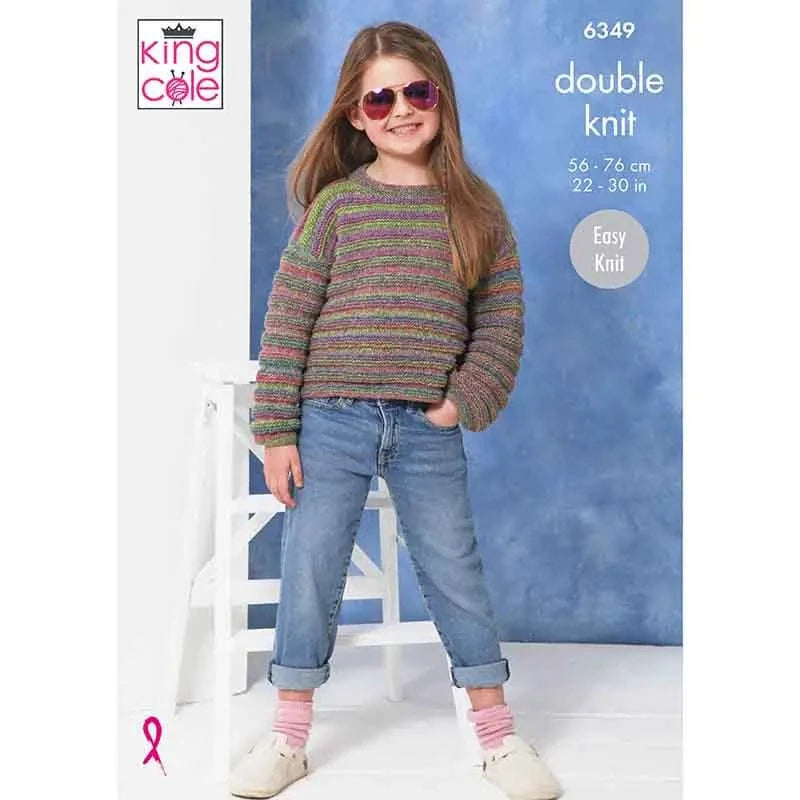 King Cole 6349 Girls jumper and cardigan knitting pattern – Mimi
