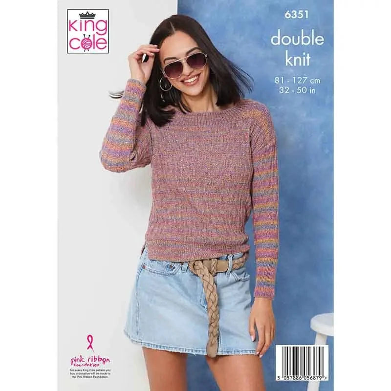 knitting pattern King Cole 6351 - Short Sleeved top and sweater
