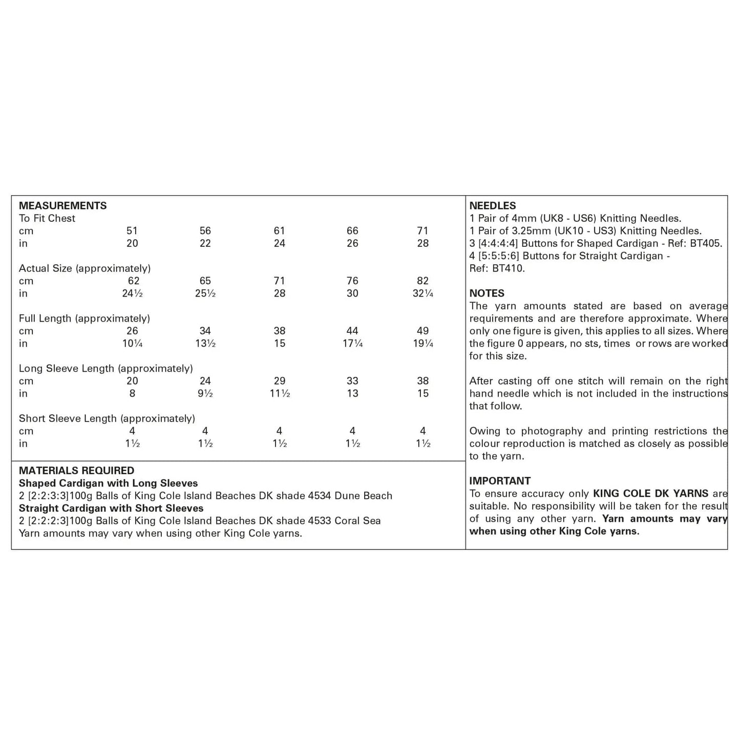 King Cole DK cardigan pattern 5731