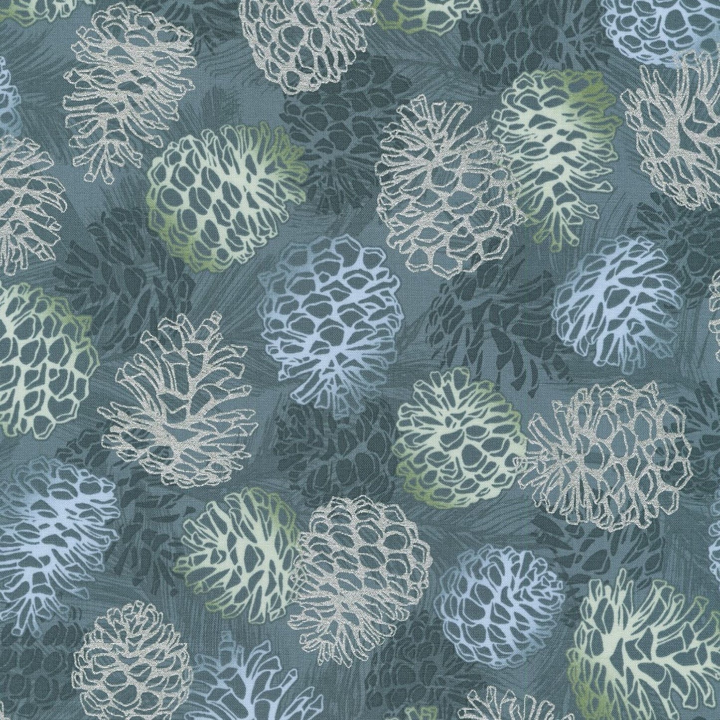Pinecones on Grey - Winterstone - Robert Kaufman