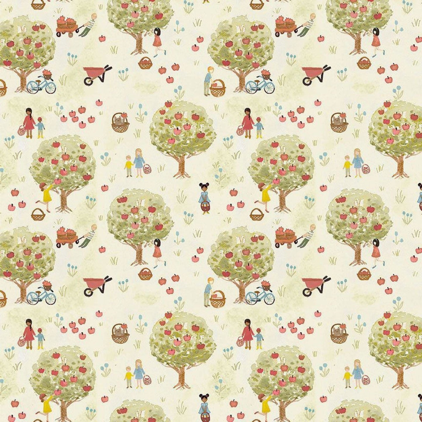 Fabric Ponies on a green cotton fabric - Storybook Farm - Dear Stella