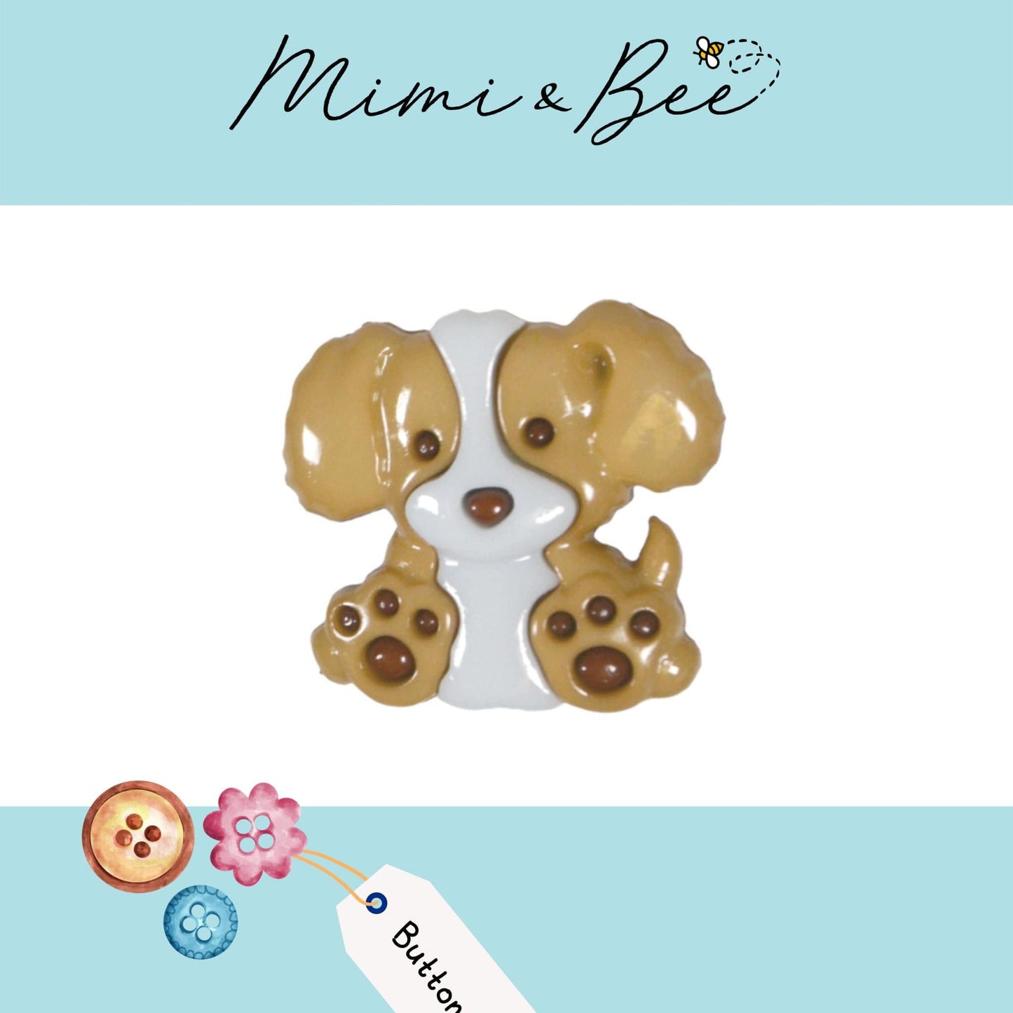 buttons Puppy Dog 25mm Buttons - Pack of 5