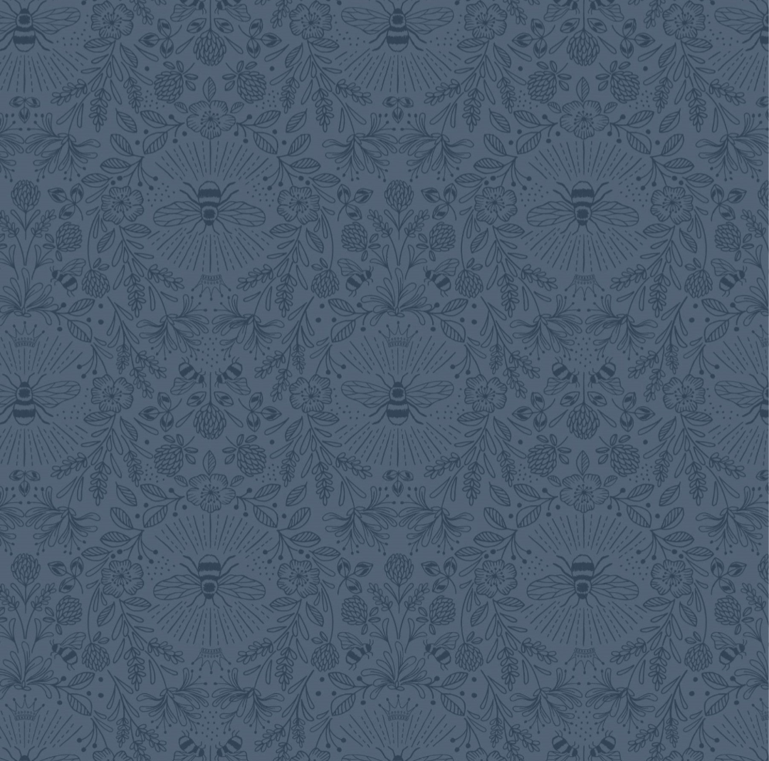 Fabric Queen Bee - Dark Blue - Lewis & Irene