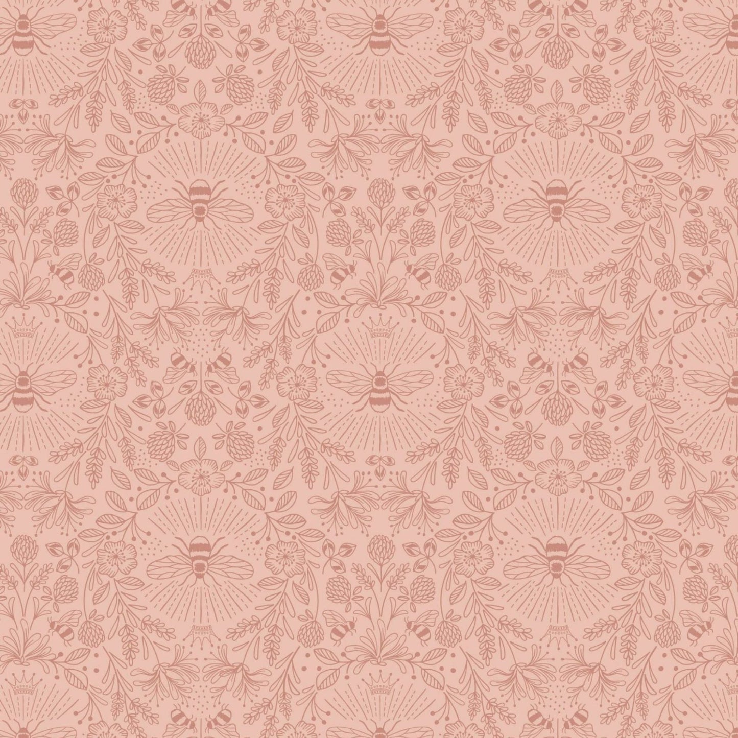 Fabric Queen Bee on Peach 100% cotton fabric - Lewis & Irene