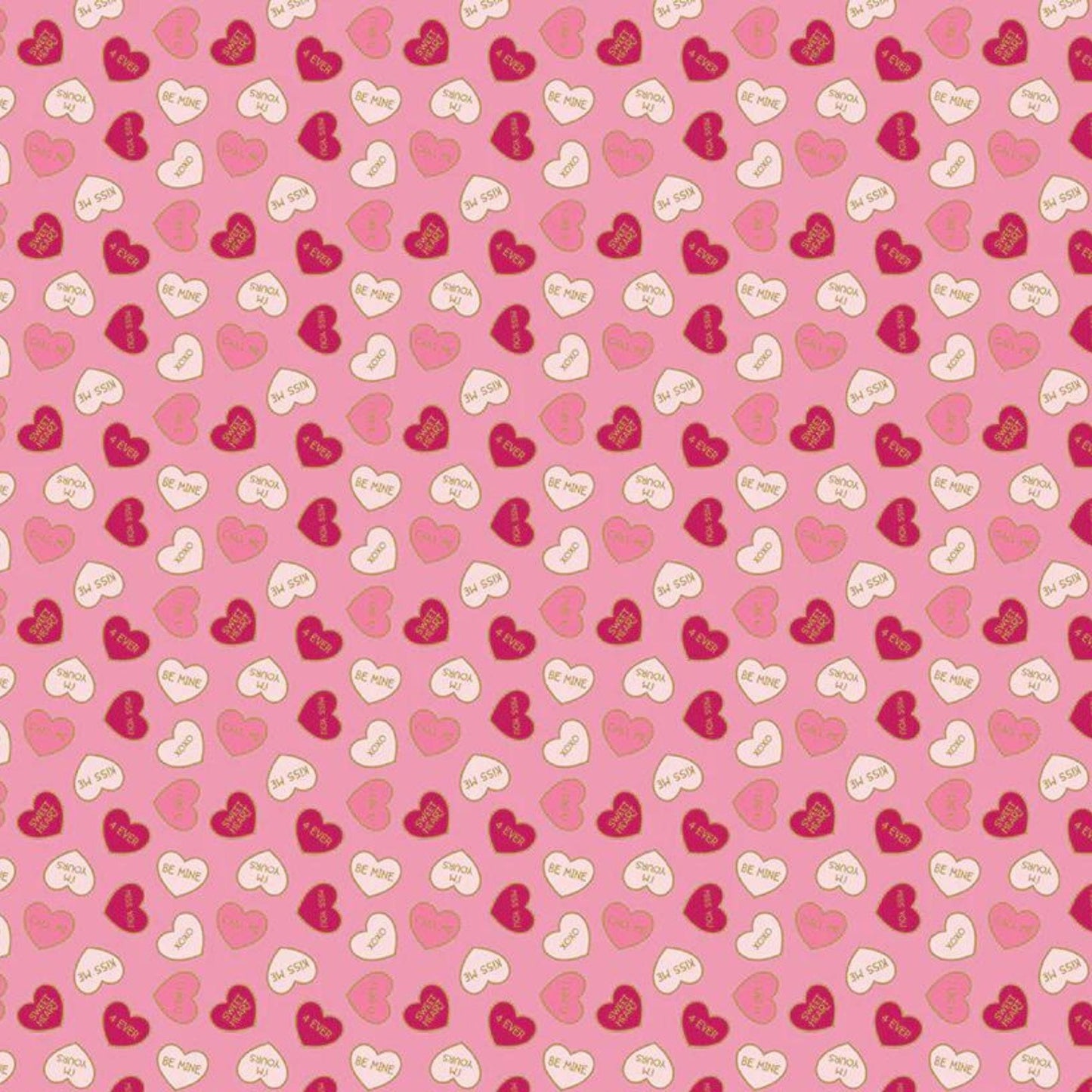 Fabric Red stitching heart fabric - Be Mine - Henry Glass
