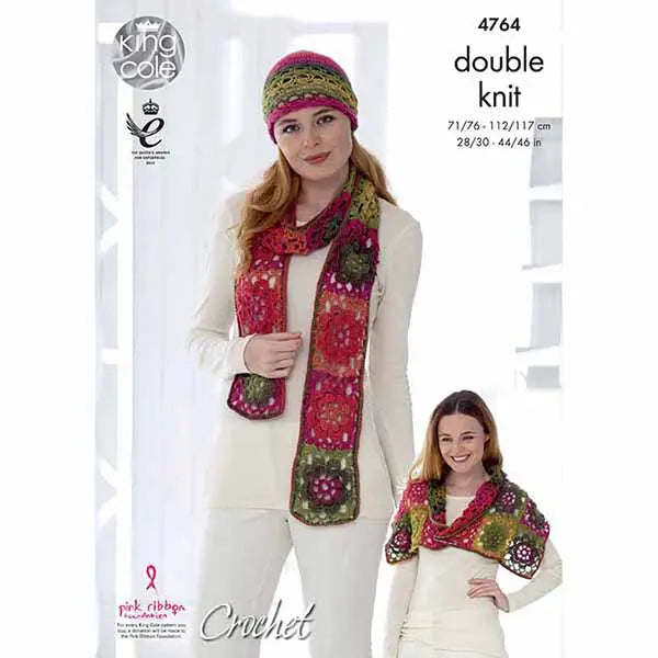 Women's Cardigan Plus Accessories crochet pattern DK - King Cole 4764