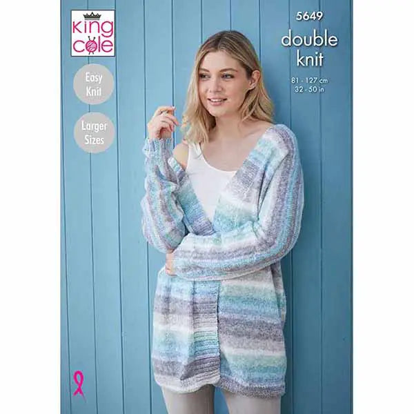 Womens Cardigans knitting pattern double knit - King Cole 5649
