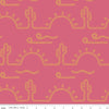 Fabric Cactus desert sunrise on pink cotton fabric - Arid Oasis - Riley Blake