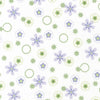 white brushed cotton with purple and green flowers - Robert Kaufman