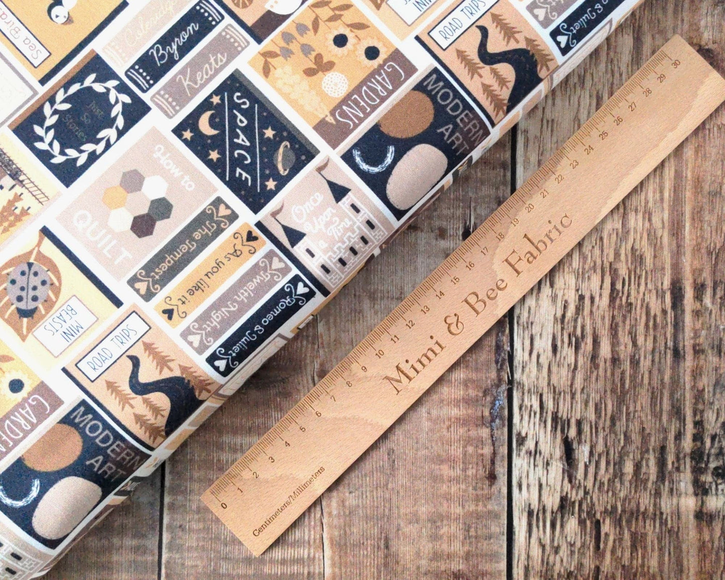 Fabric Book covers puffins in sepia filter effect cotton - 'Bookworm' by Lewis & Irene