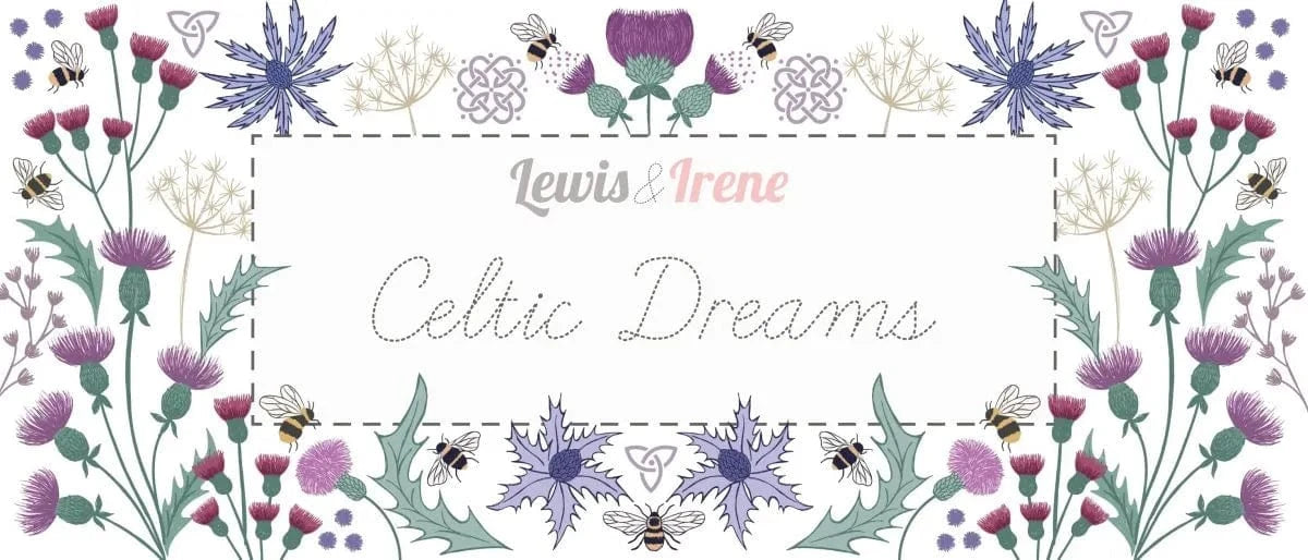 Fabric Celtic Knots on dark cream cotton fabric - Lewis & Irene