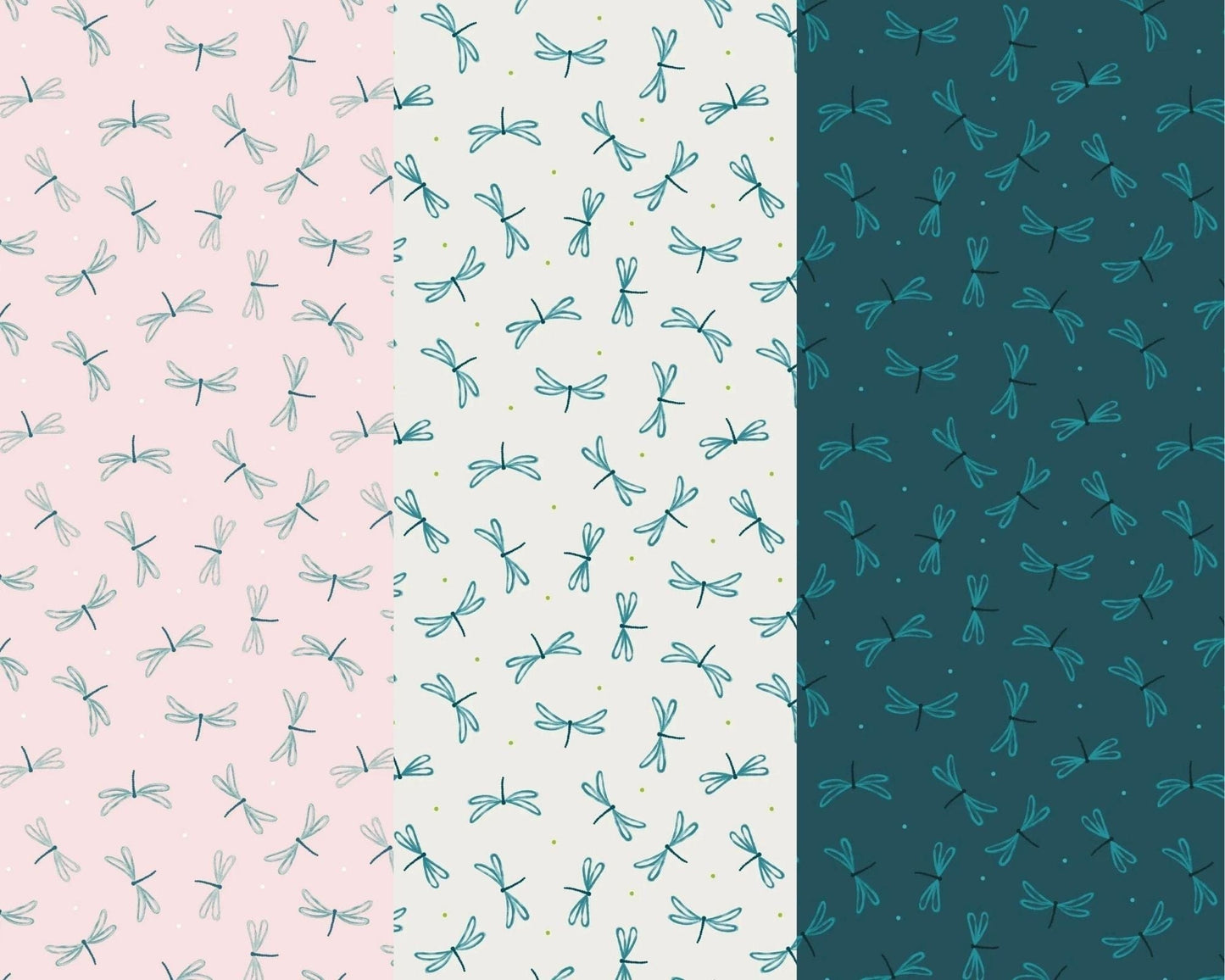 Fabric Dragonflies on pink fabric - On the Lake - Lewis & Irene