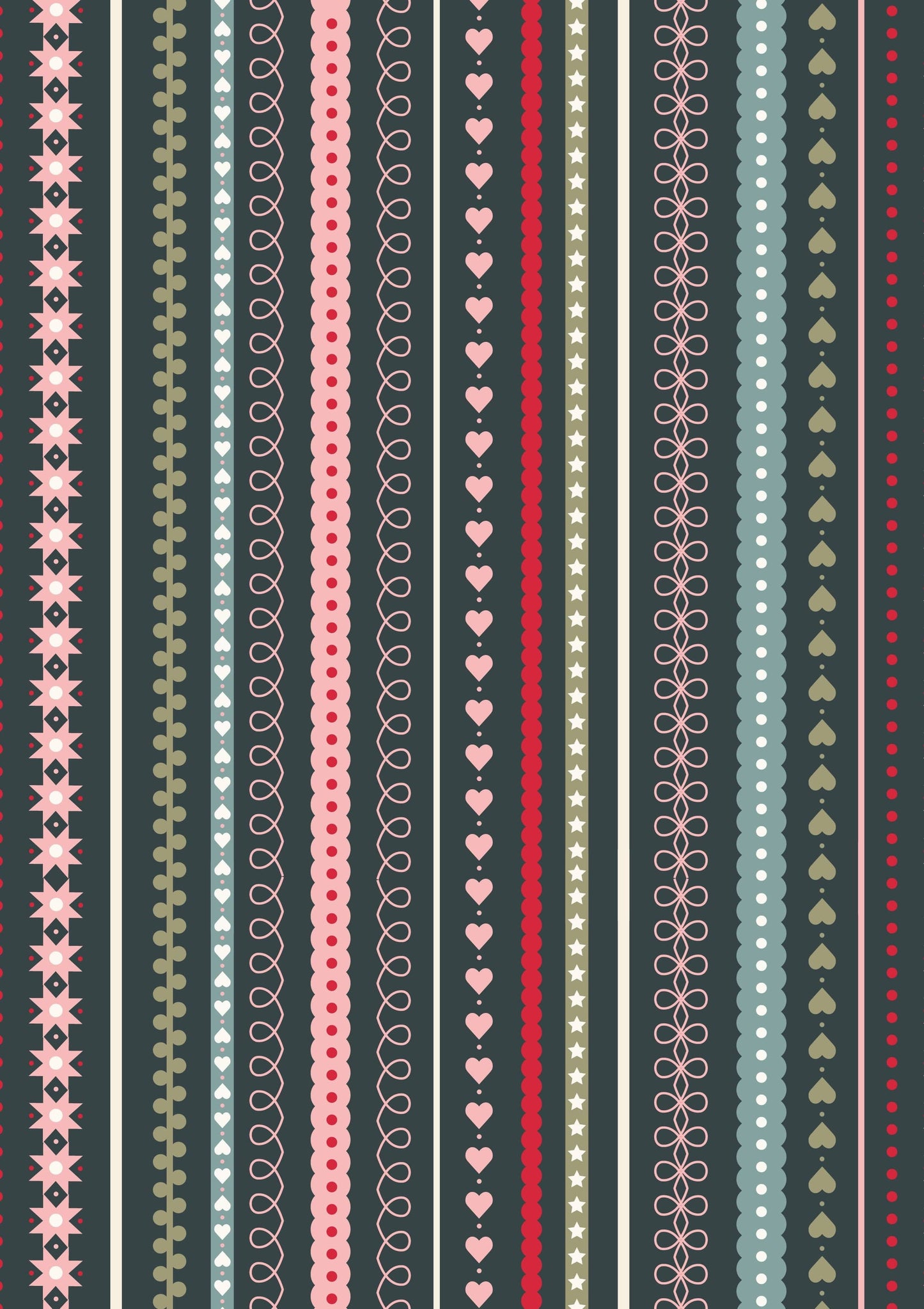 Fabric Gingerbread stars on red cotton fabric - Gingerbread Season by Lewis & Irene