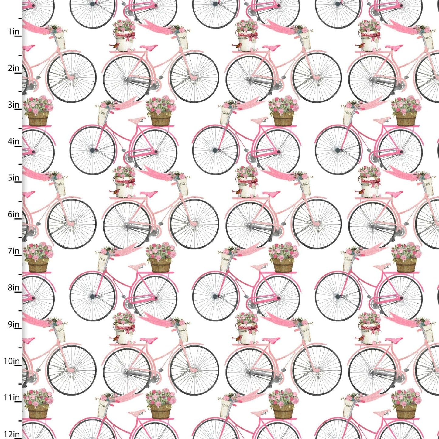 Fabric Hearts and trucks on cream cotton fabric- Hugs Kisses by 3 Wishes
