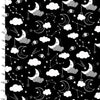 Black moon and stars nursery flannel cotton fabric - Night Sky by 3 Wishes