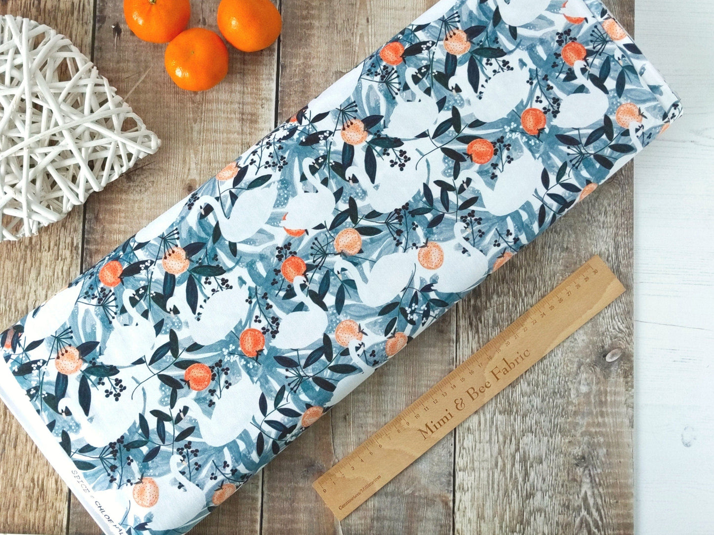 Fabric Oranges pomegranates and figs on orange cotton fabric - Spice by Dashwood Studio