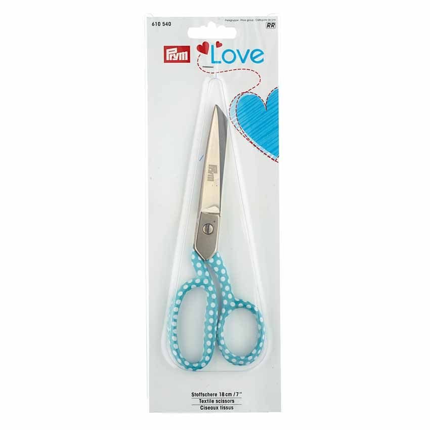 Craft & Office Scissors Prym Love textile scissors 7 inch/18cm - mint polka dot
