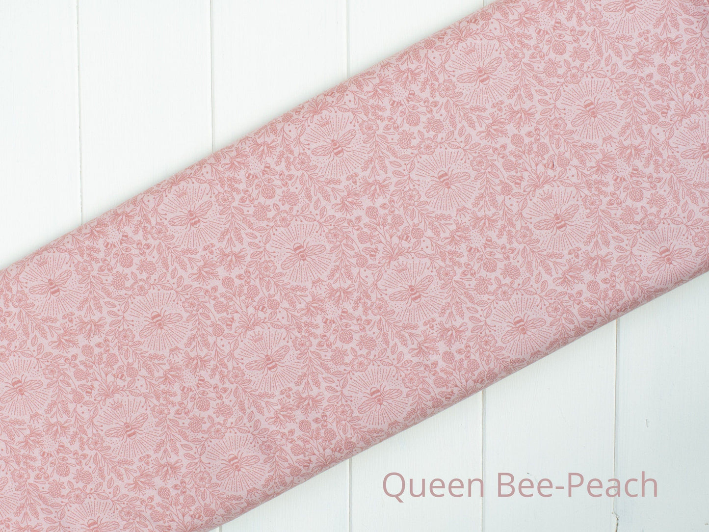 Fabric Queen Bee on Peach 100% cotton fabric - Lewis & Irene