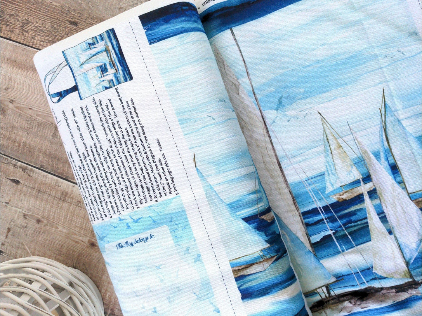 Needlecraft Kits Ship sea canvas tote bag fabric panel - Northcott