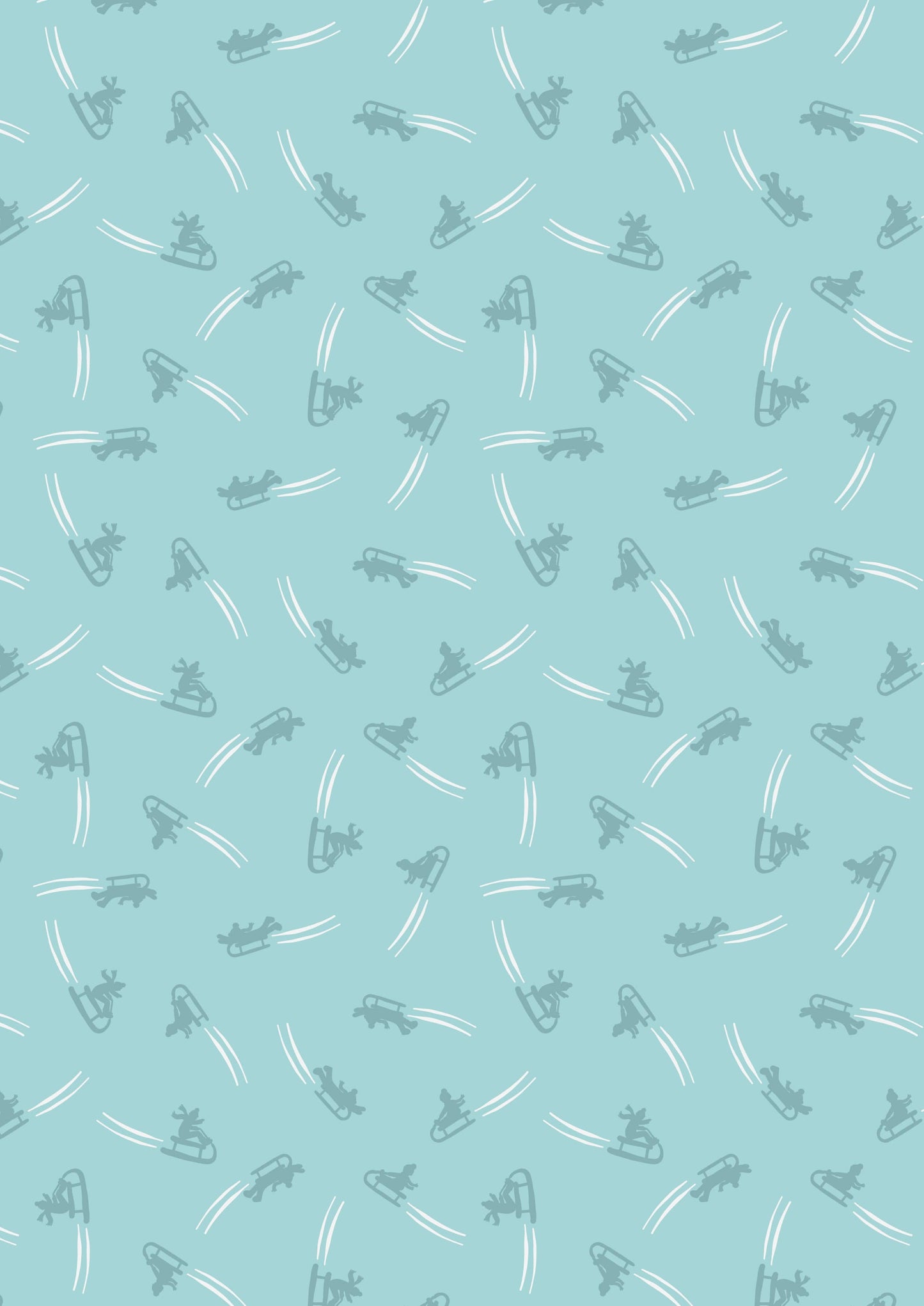 Fabric Sledge sleigh ride on icy blue - Snow Day by Lewis & Irene