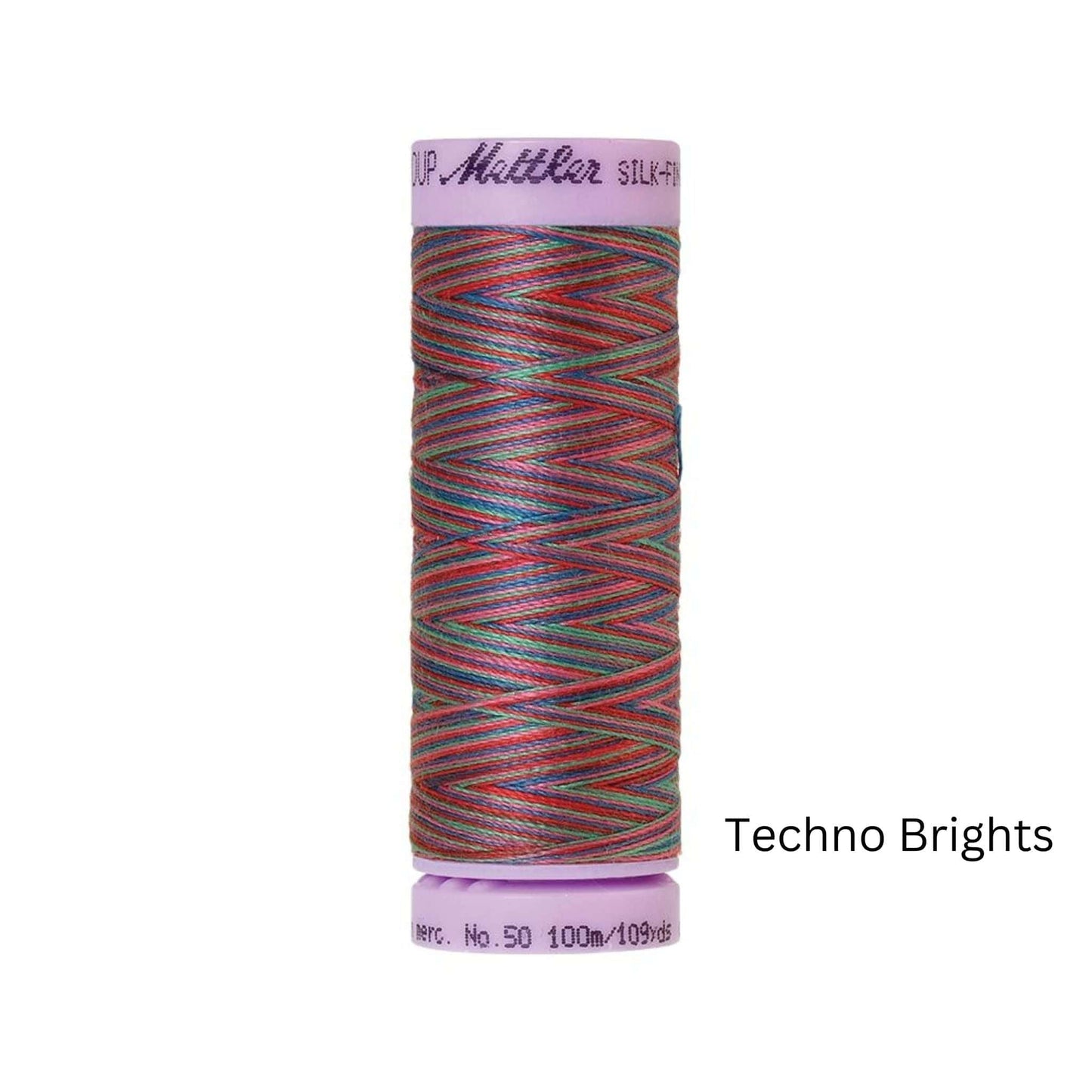 Thread & Floss Techno Brights Silk Thread Finish Multi Colour Cot 50 100m - 9836 Mettler