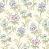 Blue, violet and purple poppies on a cream cotton fabric - Abloom by Makower