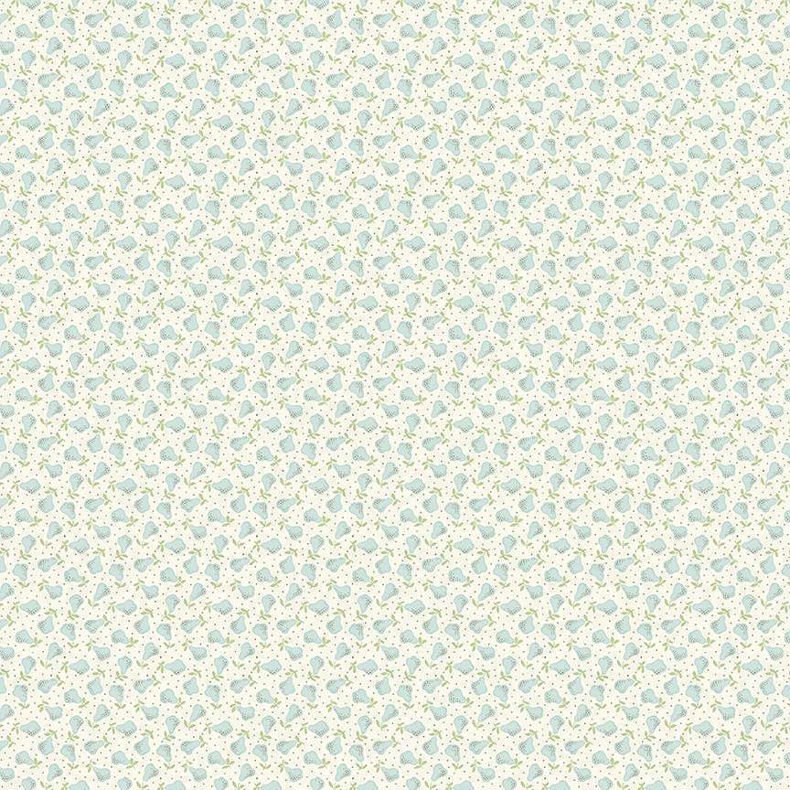 Blue pears on a cream slightly spotted fabric - Abloom by Makower