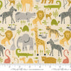 zebra, sloth, tortoise and all the ark animals on a cream cotton fabric - Noah's Ark by Moda