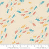 Red, yellow and blue fish swimming in the sea on a cream fabric - Noah's Ark by Moda