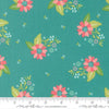 Teal green floral fabric - Strawberry Lemonade - Moda