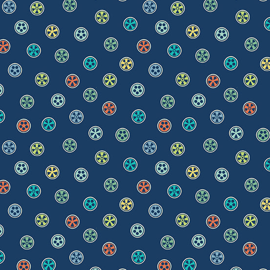 Tools on navy linen cotton fabric - Sweet Ride by Laundry Basket Quilts
