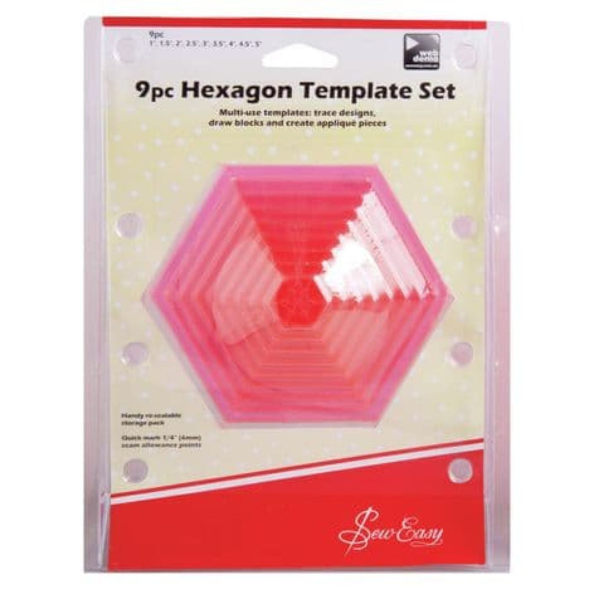 Sew Easy 9 piece hexagon template set