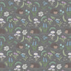 Spring Hedgehogs and mushrooms on grey cotton fabric - 'Bluebell Wood' Lewis & Irene