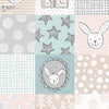 Blue baby Bella Bunny & Bear cotton fabric by Lewis & Irene