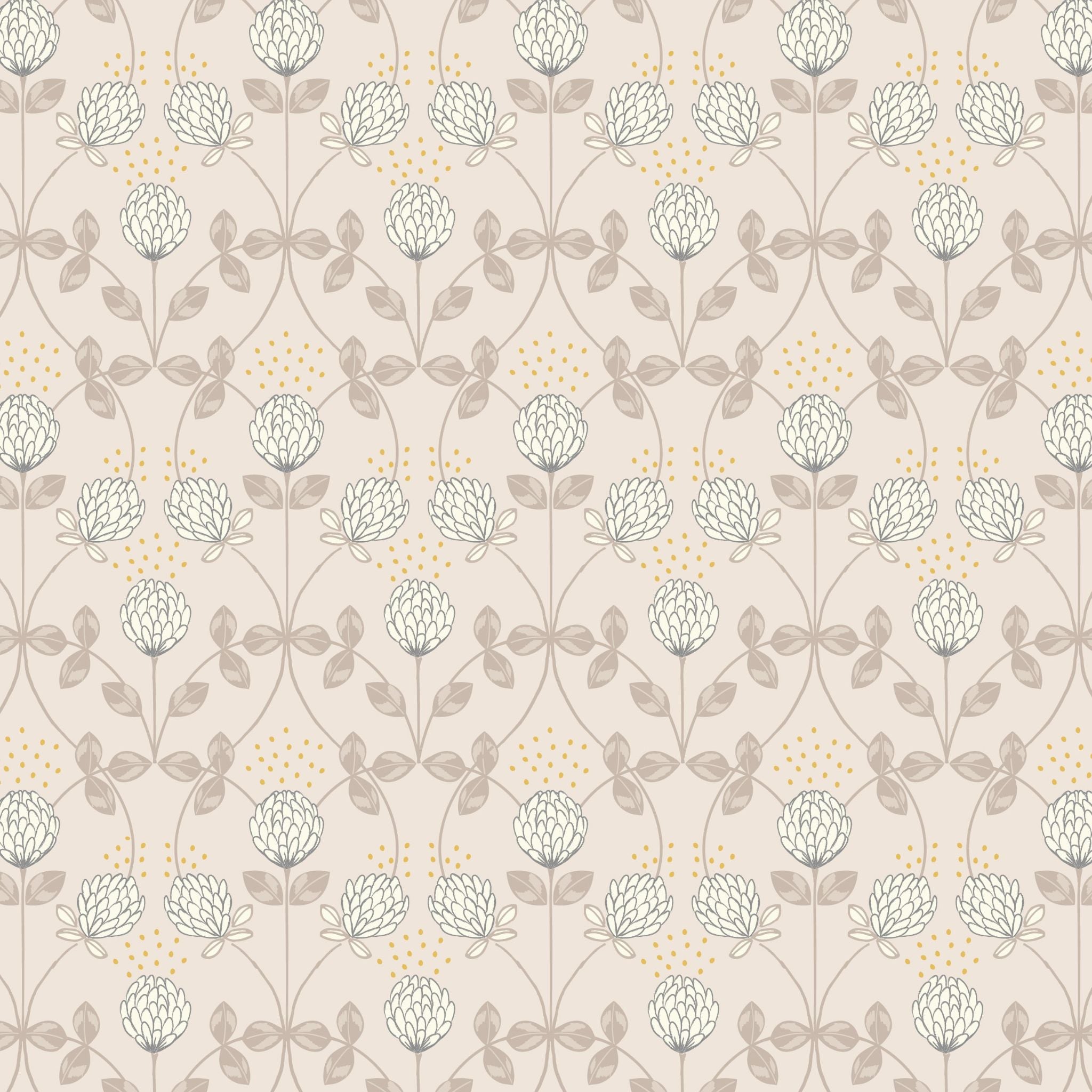 Clover on charcoal with gold metallic cotton fabric - Honey Bee by Lewis & Irene A653.3