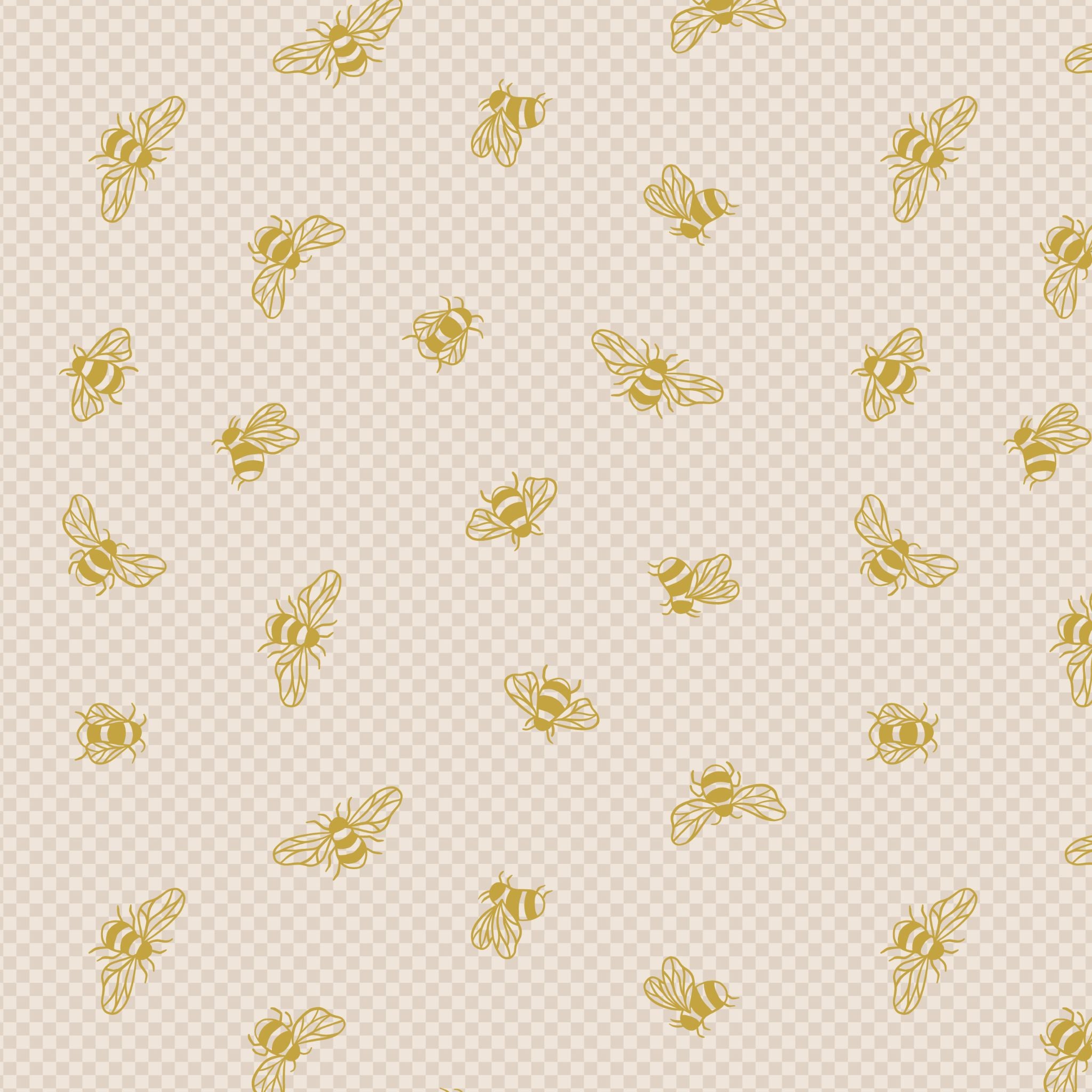 Clover on natural with gold metallic cotton fabric - Honey Bee by Lewis & Irene A653.1