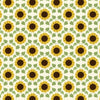 Sunflower heads in pretty rows on cream cotton - Sunflowers by Lewis and Irene