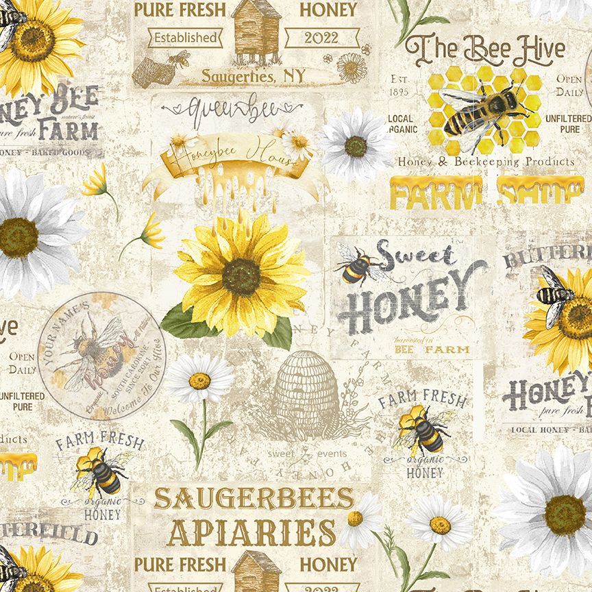 Vintage Bee Farm - Bee Florals - Timeless Treasures CD2396