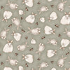 White bunny rabbit and butterflies on a grey cotton fabric - Henry Glass 448-90