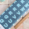 Blue fabric letters panel for quilting and patchwork - Lewis and Irene