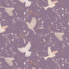 Flying birds gather the field grasses on a lavender cotton fabric - Meadowside by Lewis and Irene
